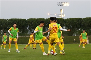 U23 Việt Nam tập luyện chuẩn bị cho trận đấu với U23 Iraq