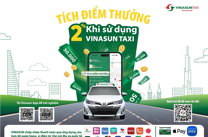 Vinasun Taxi triển khai chương trình ưu đãi “Tích điểm thưởng”