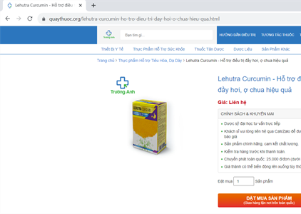 Cảnh báo sản phẩm Lehutra-Curcumin vi phạm quy định về quảng cáo thực phẩm